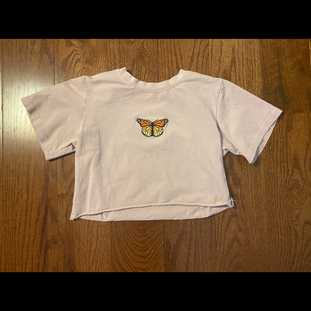 Shein Cropped Purple Butterfly Shirt